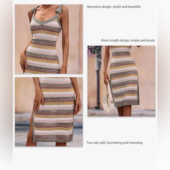 ✨NXH Split Dress Tie Shoulder Dress Cover Up Size L - Picture 6 of 13